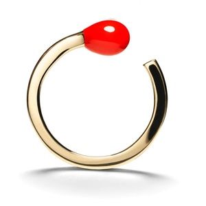 Nora Kogan Match Stick Ring Red size 8 14k solid gold